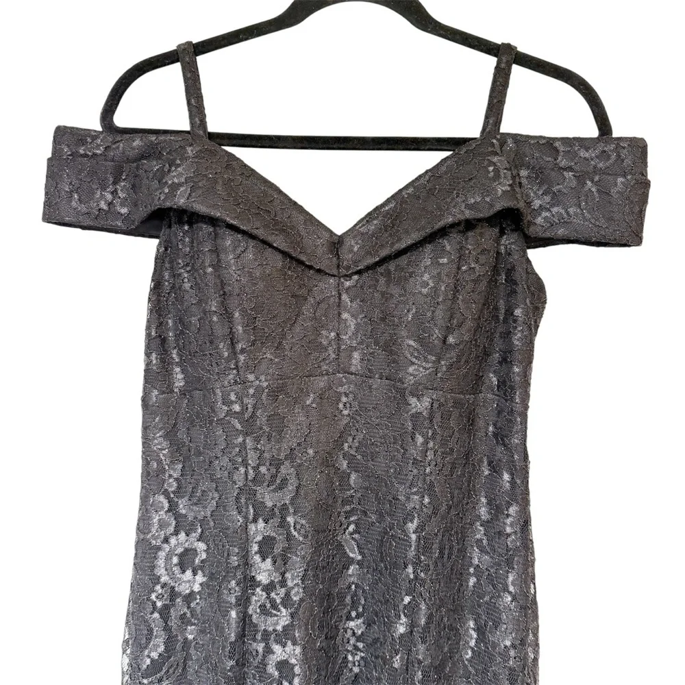 VTG Y2K Whimsigoth‎ Maxi Dress 6 Fully Lace Black Dark Fairy Grunge Hoco Prom - Picture 3 of 13